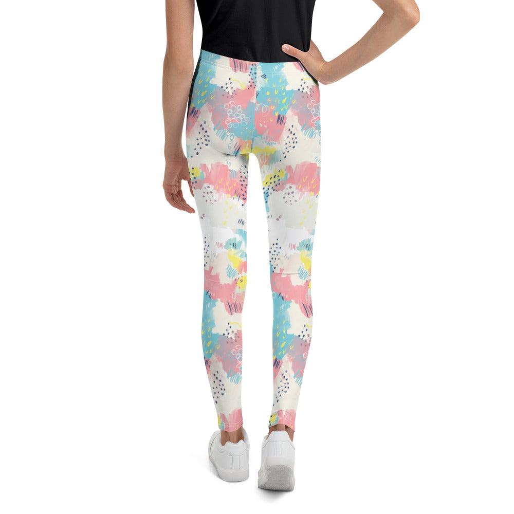 Pink and Blue Abstract Youth Leggings | DEEAREST LTD