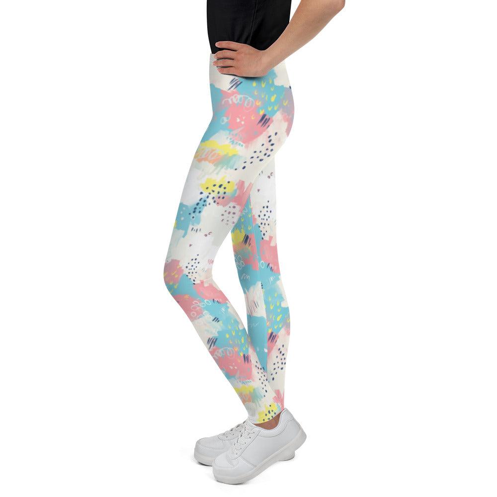 Pink and Blue Abstract Youth Leggings | DEEAREST LTD