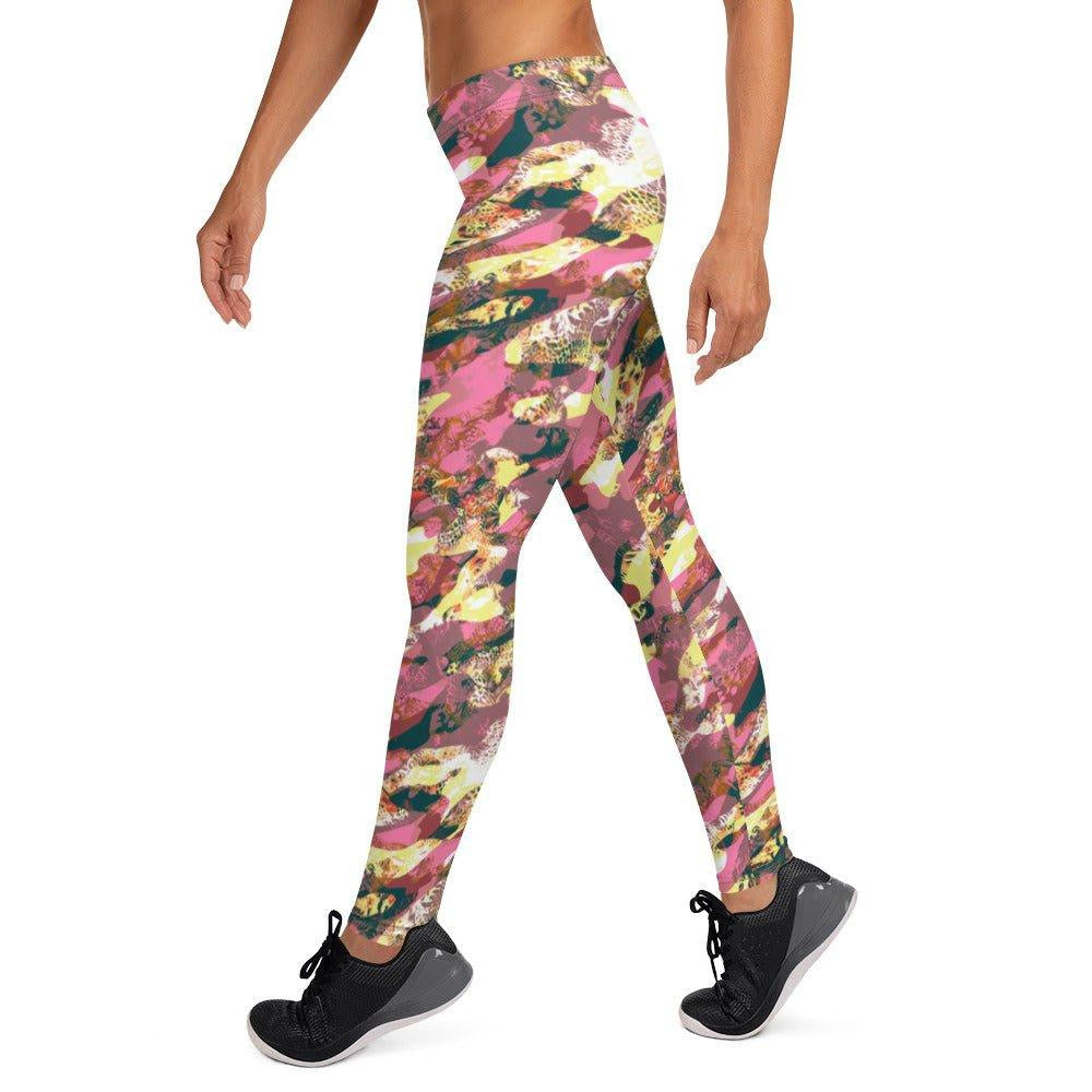 Pink Camouflage Women's Mid-Rise Leggings | DEEAREST LTD