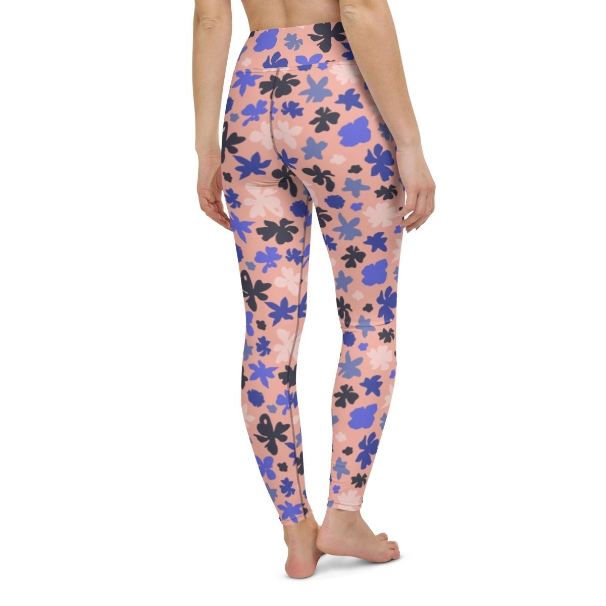 Pink Floral Women's High-Waisted Yoga Pants | DEEAREST LTD