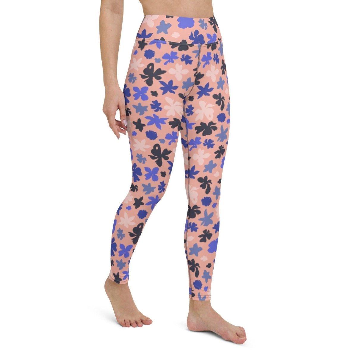 Pink Floral Women's High-Waisted Yoga Pants | DEEAREST LTD