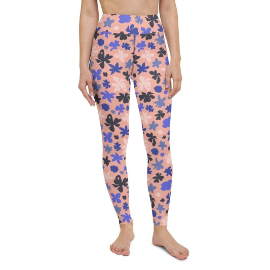 Pink Floral Women's High-Waisted Yoga Pants | DEEAREST LTD