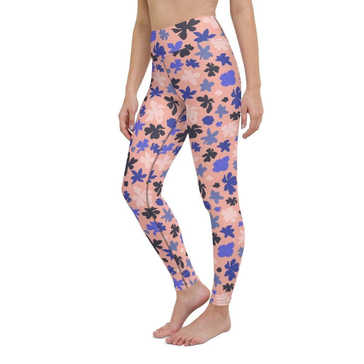 Pink Floral Women's High-Waisted Yoga Pants | DEEAREST LTD