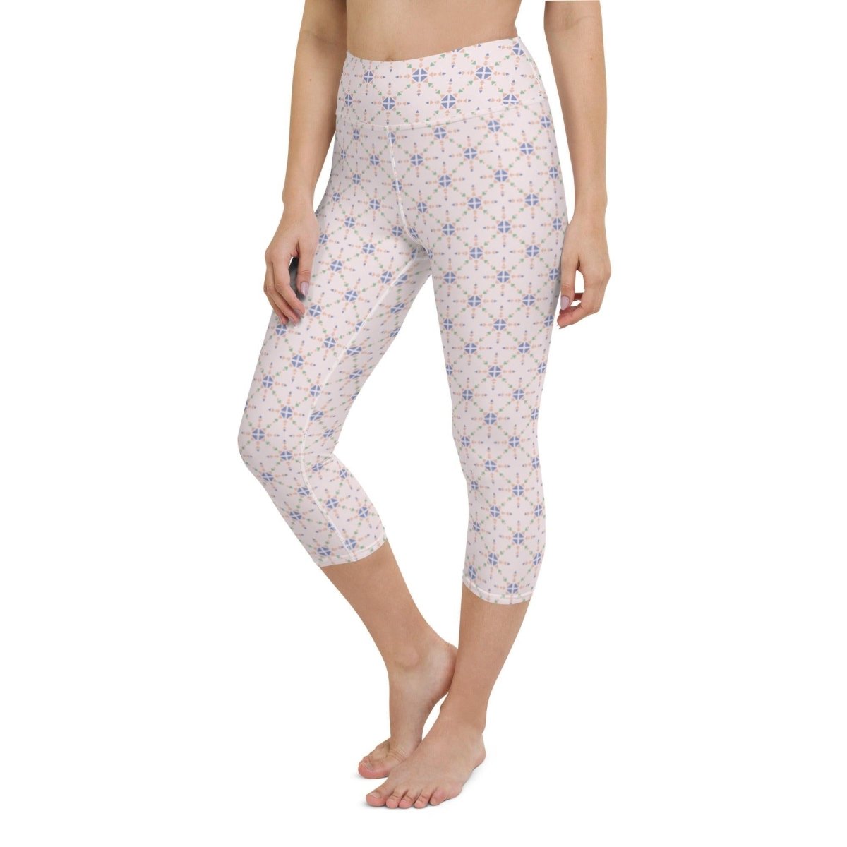 Pink Patterned Women's Capri Yoga Pants | DEEAREST LTD