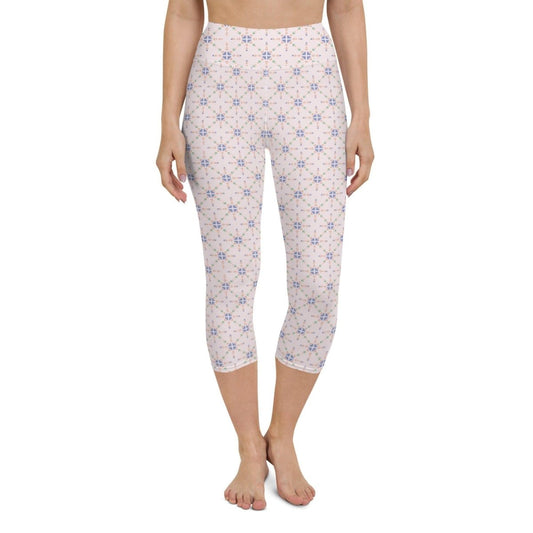 Pink Patterned Women's Capri Yoga Pants | DEEAREST LTD