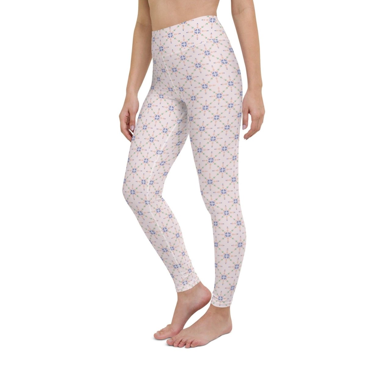 Pink Patterned Women's High-Waisted Yoga Pants | DEEAREST LTD