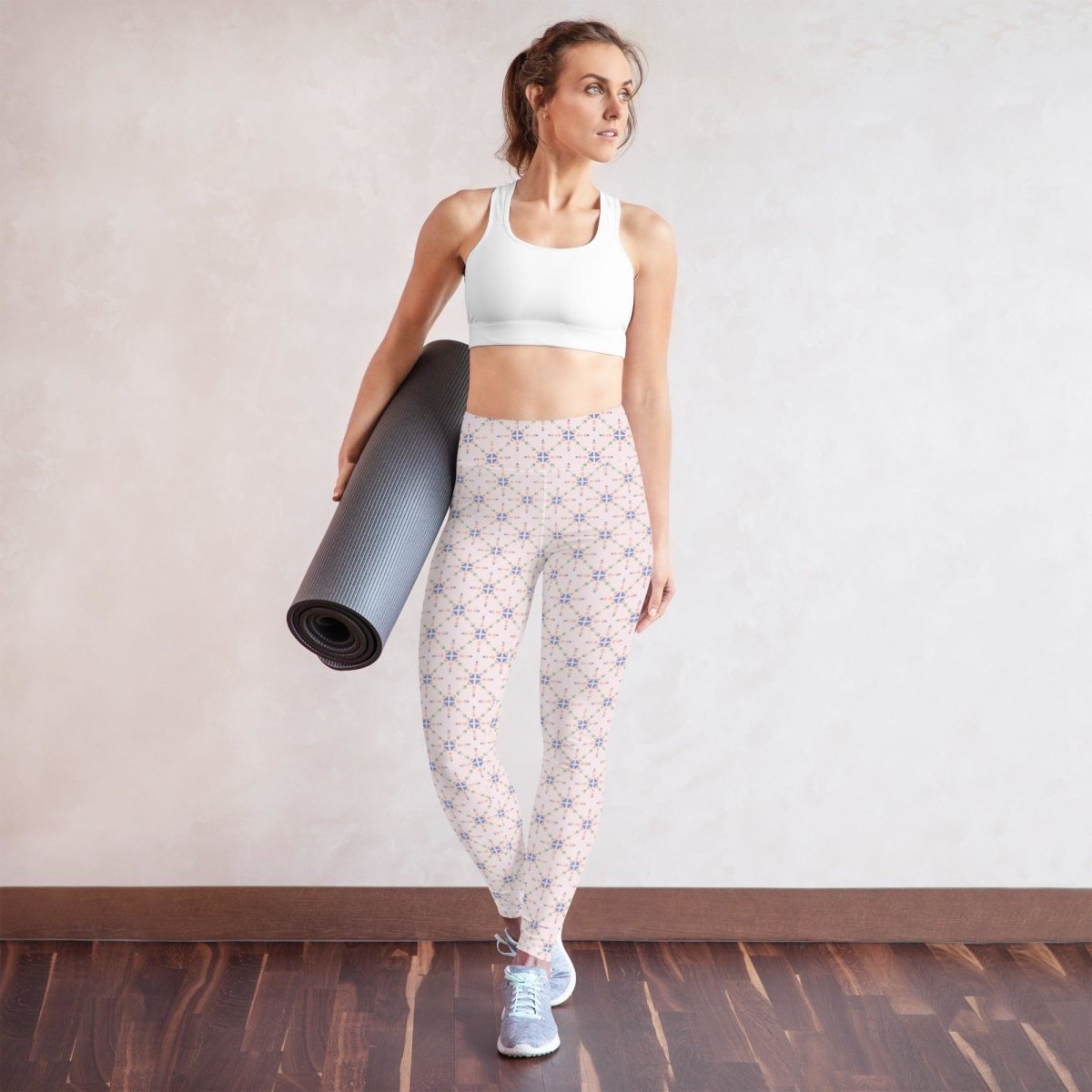 Pink Patterned Women's High-Waisted Yoga Pants | DEEAREST LTD