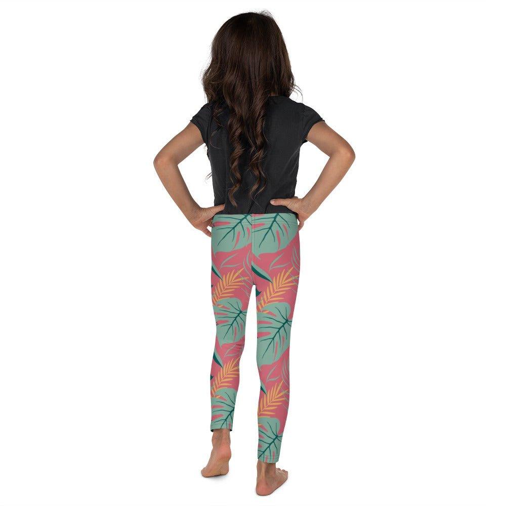 Pink Tropical Leaves Kid's Leggings | DEEAREST LTD