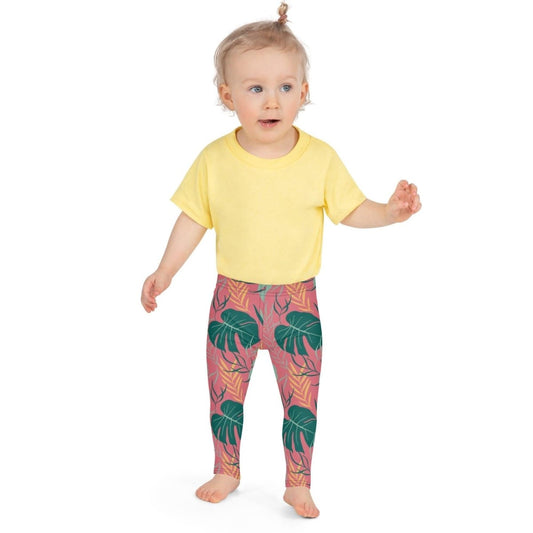 Pink Tropical Leaves Kid's Leggings | DEEAREST LTD