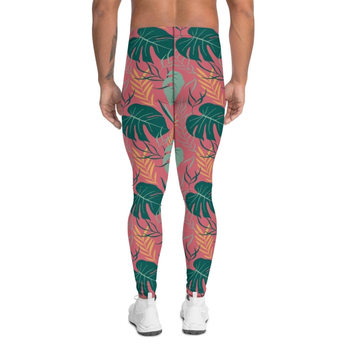 Pink Tropical Leaves Men's Leggings | DEEAREST LTD