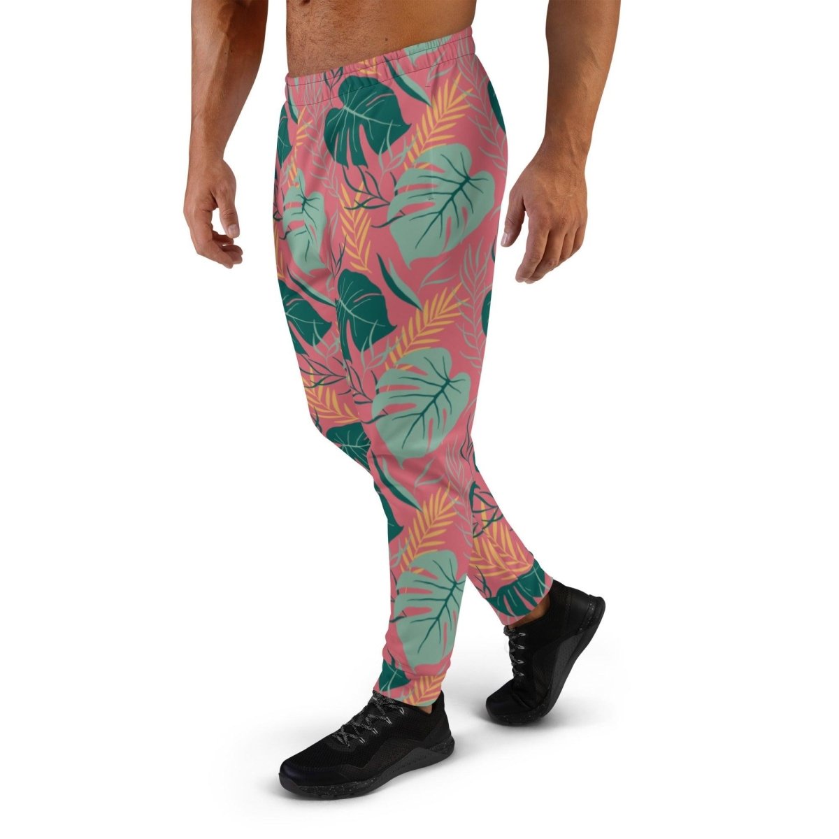 Pink Tropical Leaves Men's Street Joggers | DEEAREST LTD