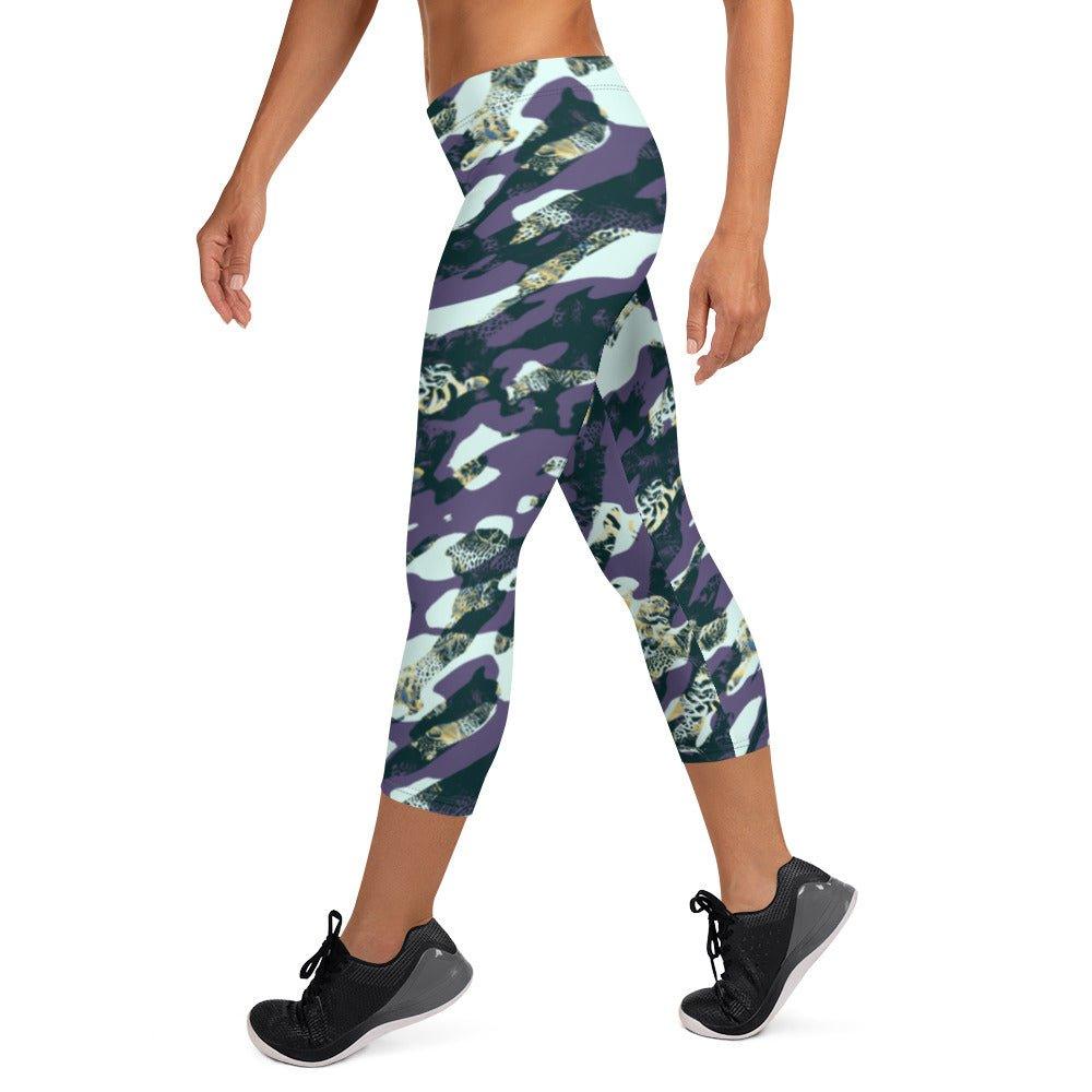 Purple Camouflage Capri Leggings | DEEAREST LTD