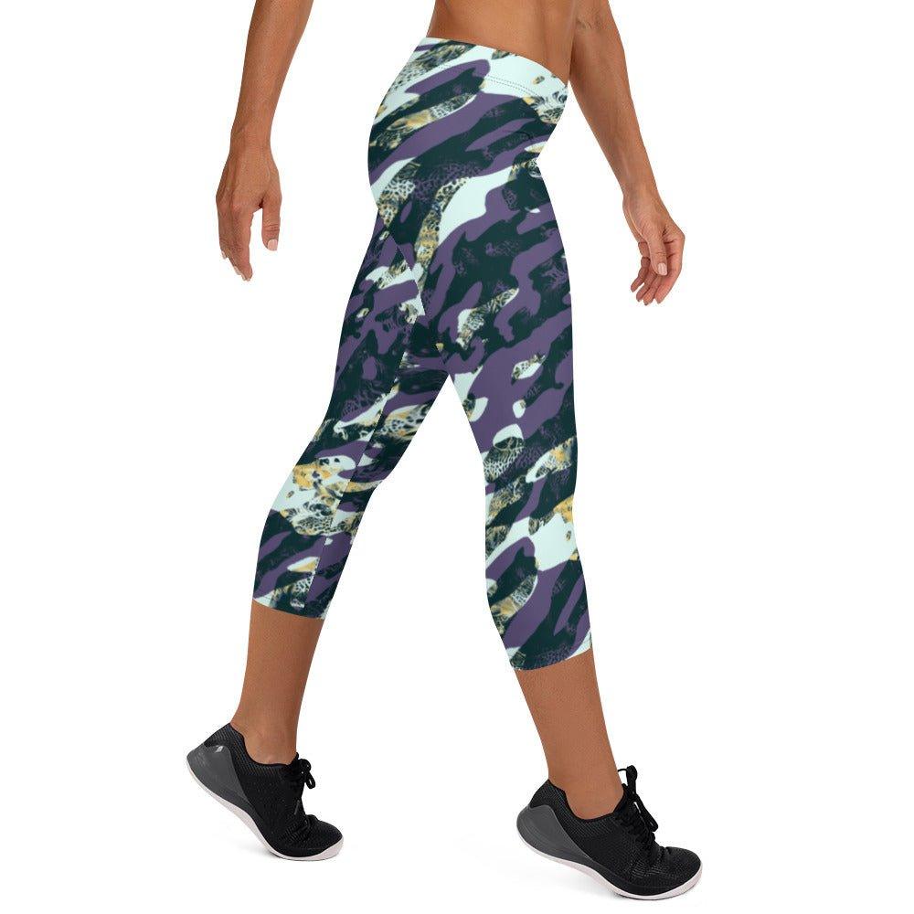 Purple Camouflage Capri Leggings | DEEAREST LTD