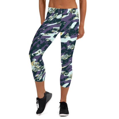 Purple Camouflage Women's Capri Leggings | DEEAREST LTD