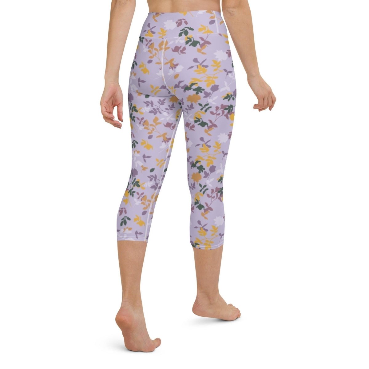 Purple Floral Women's Capri Yoga Pants | DEEAREST LTD