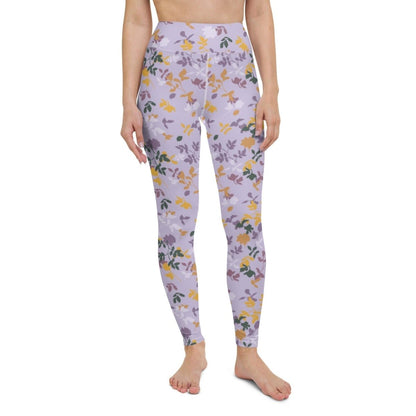 Purple Floral Women's High-Waisted Yoga Pants | DEEAREST LTD