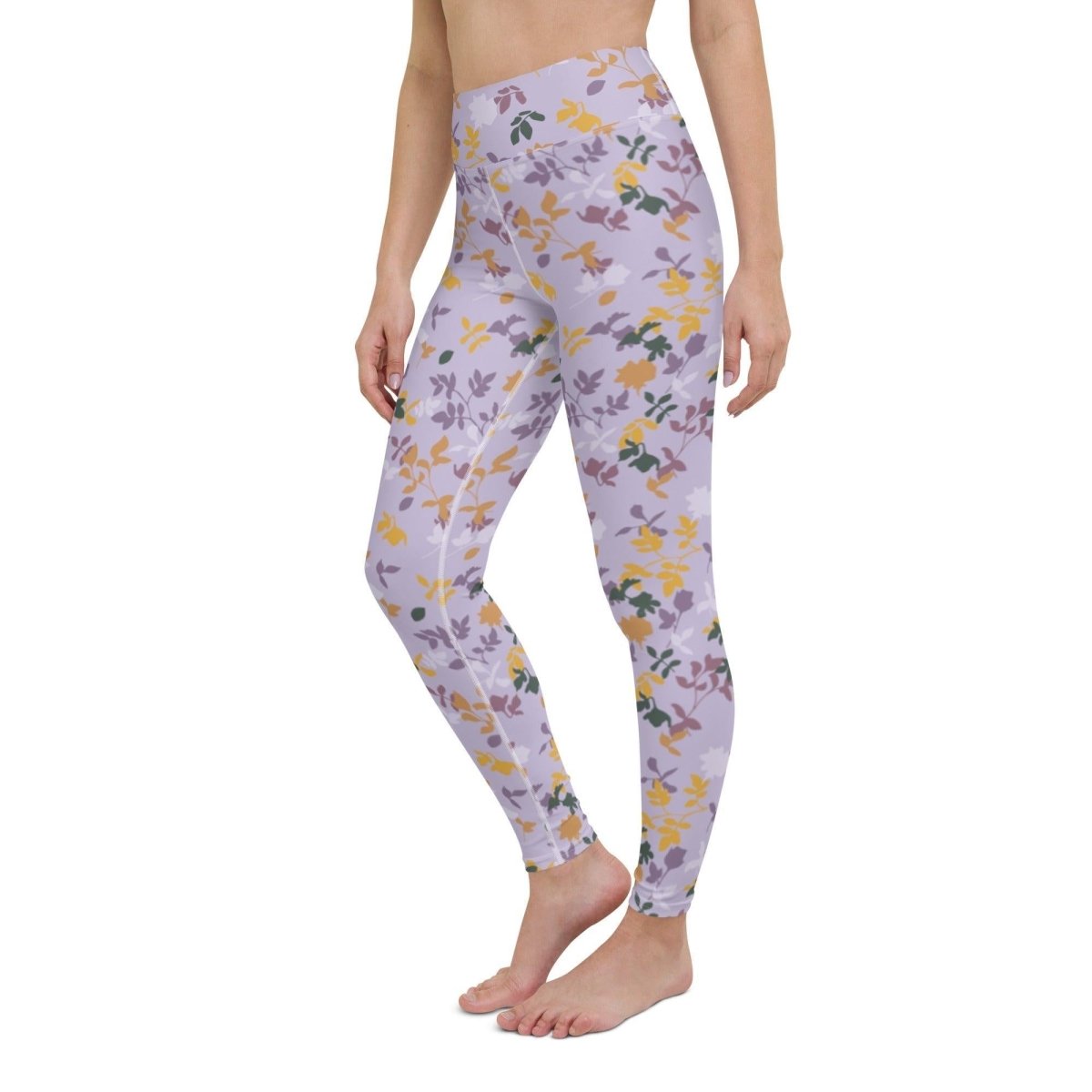 Purple Floral Women's High-Waisted Yoga Pants | DEEAREST LTD