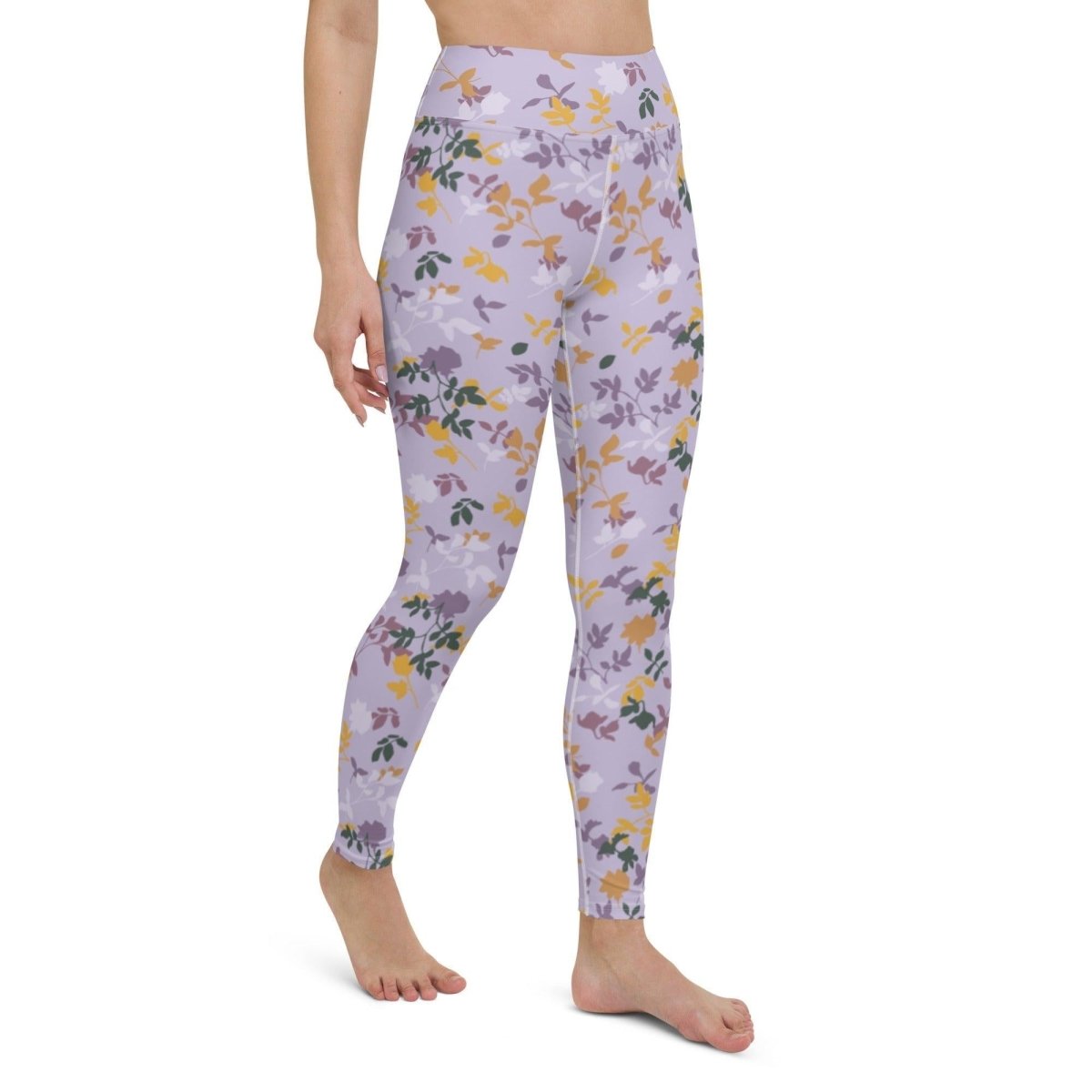 Purple Floral Women's High-Waisted Yoga Pants | DEEAREST LTD