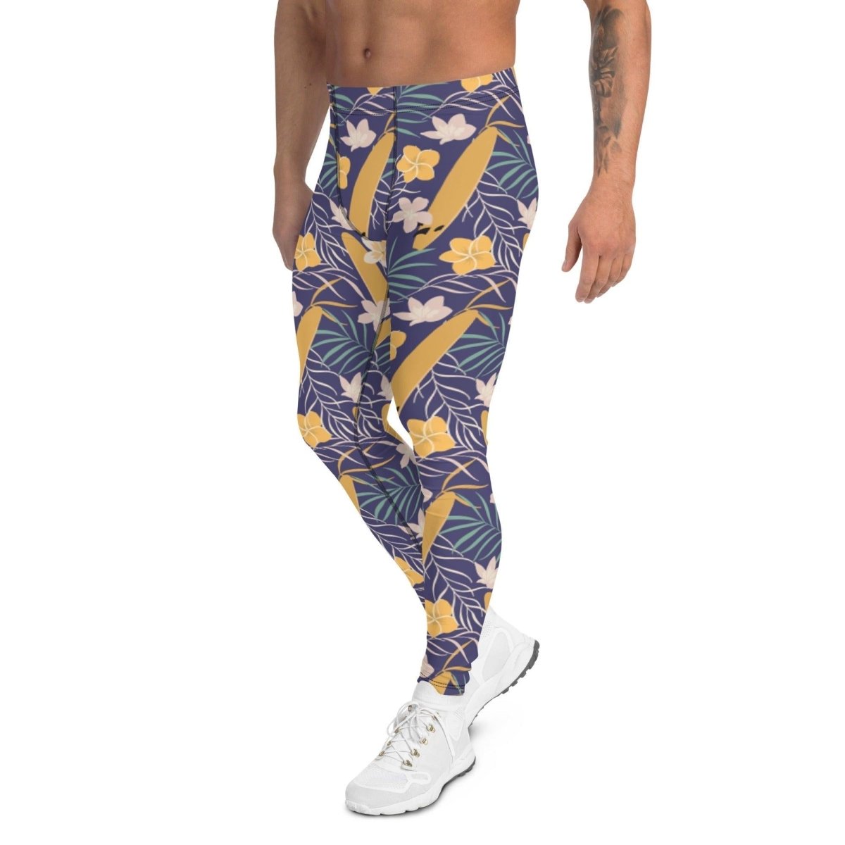 Purple Tropical Flower Men's Leggings | DEEAREST LTD