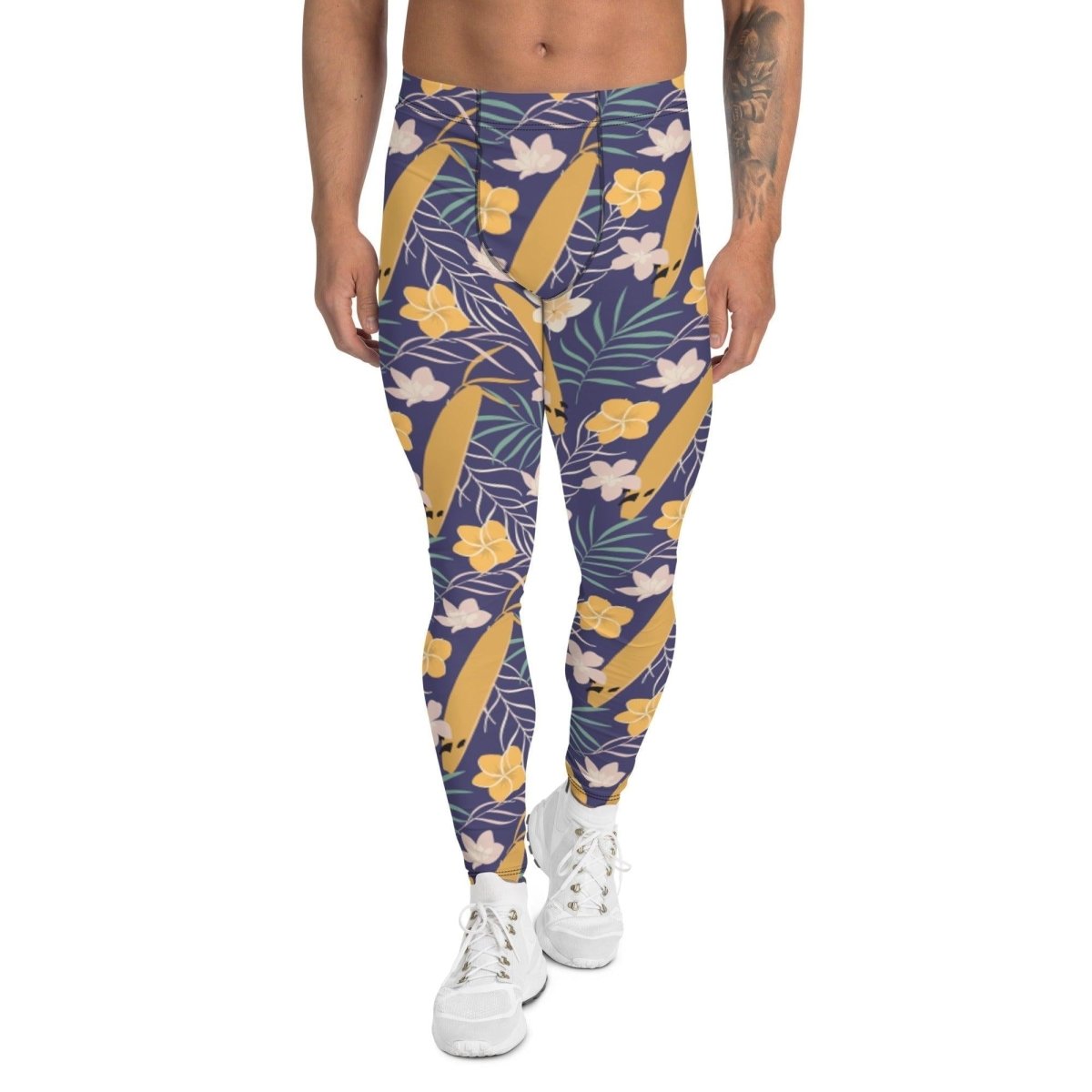 Purple Tropical Flower Men's Leggings | DEEAREST LTD