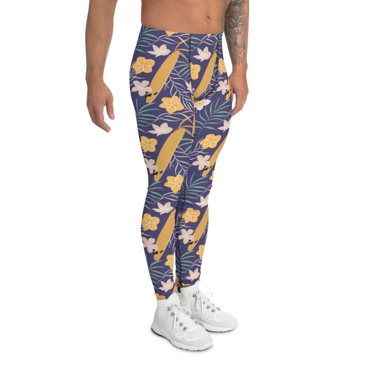 Purple Tropical Flower Men's Leggings | DEEAREST LTD