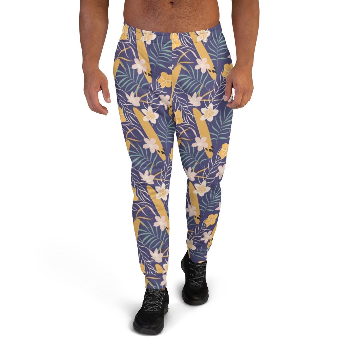 Purple Tropical Flower Men's Street Joggers | DEEAREST LTD