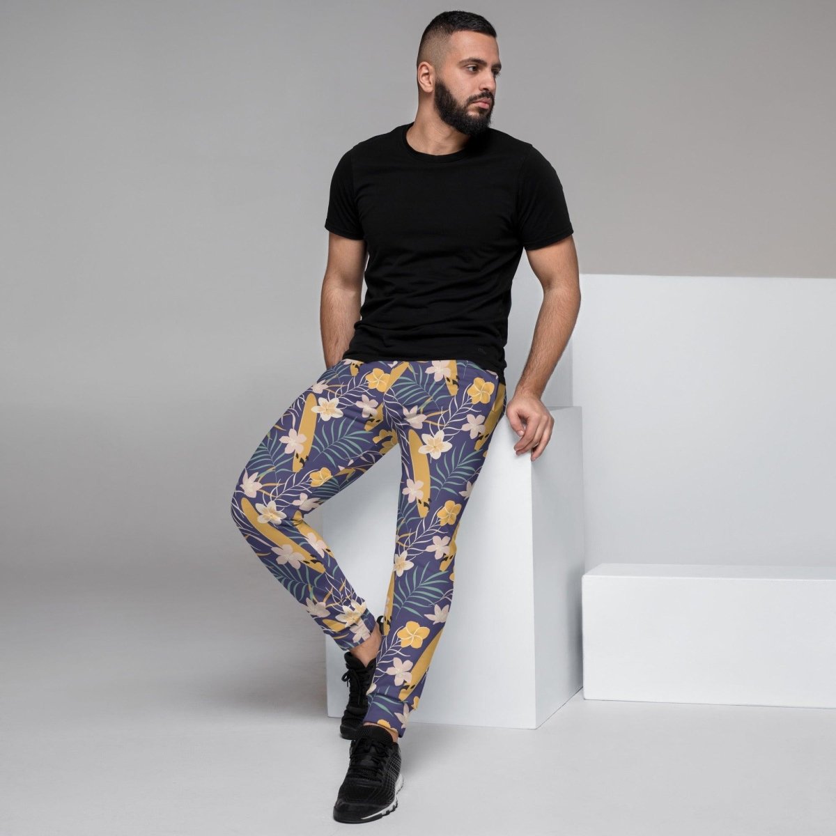 Purple Tropical Flower Men's Street Joggers | DEEAREST LTD