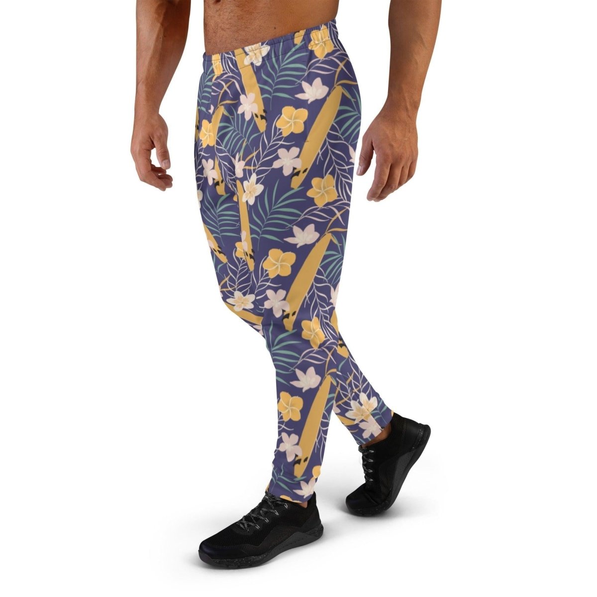 Purple Tropical Flower Men's Street Joggers | DEEAREST LTD