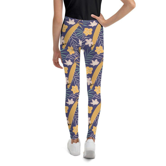 Purple Tropical Flower Youth Leggings | DEEAREST LTD