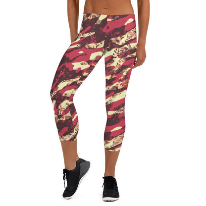 Red Camouflage Women's Capri Leggings | DEEAREST LTD