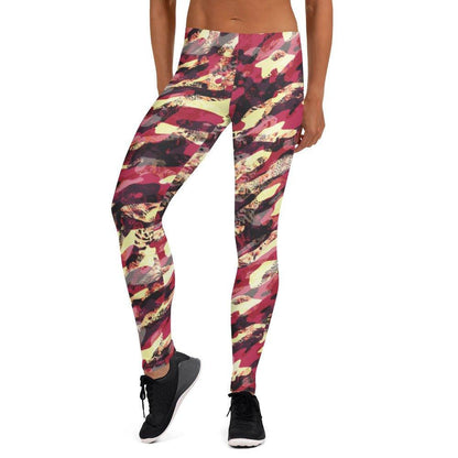 Red Camouflage Women's Mid-Rise Leggings | DEEAREST LTD