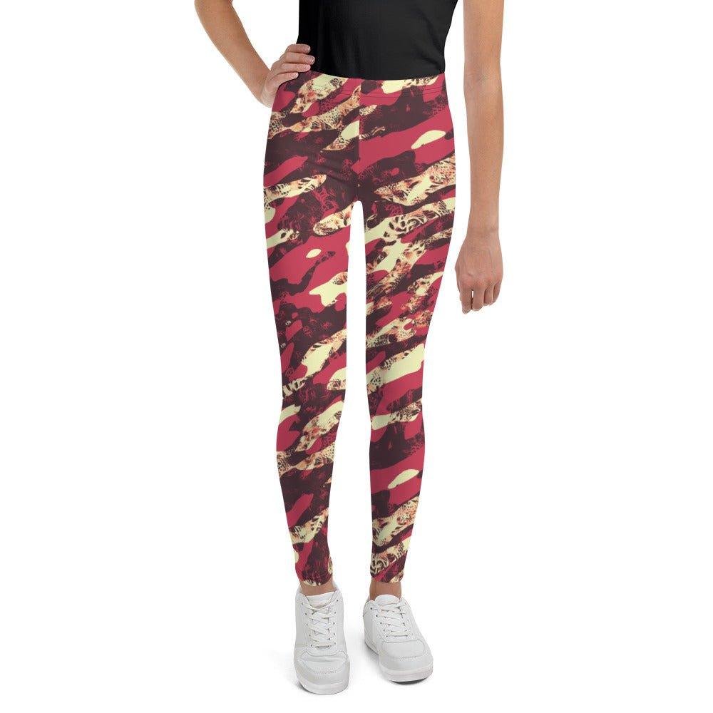 Red Camouflage Youth Leggings | DEEAREST LTD