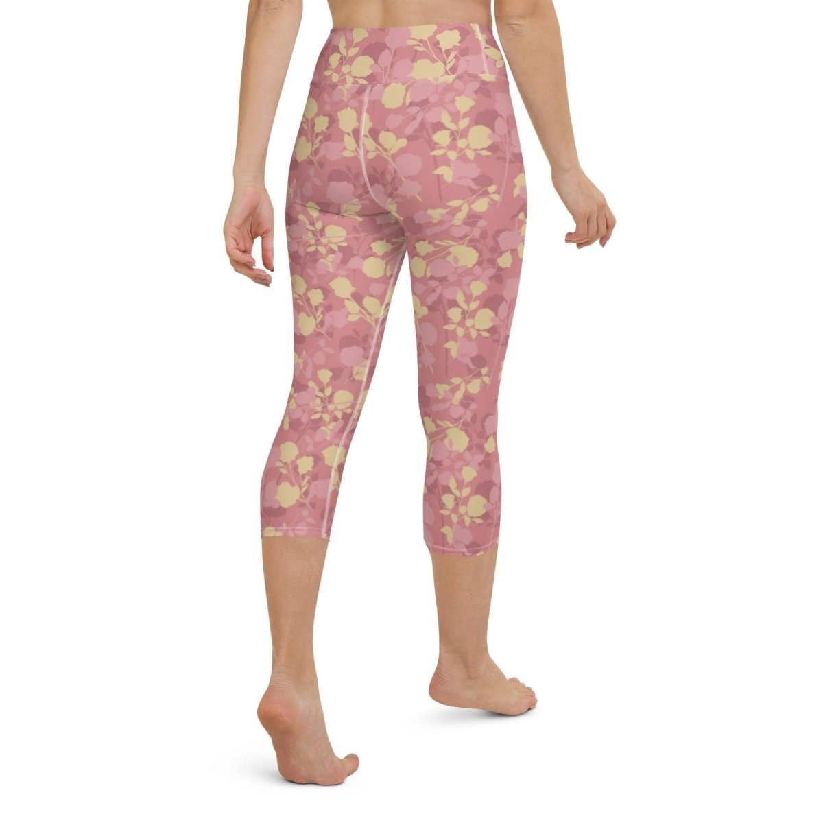 Rosy Floral Women's Capri Yoga Pants | DEEAREST LTD