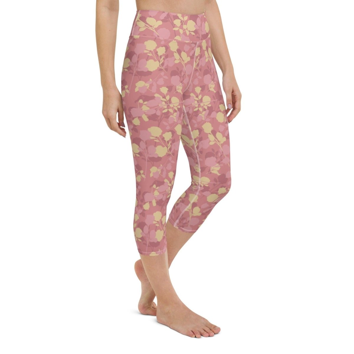 Rosy Floral Women's Capri Yoga Pants | DEEAREST LTD