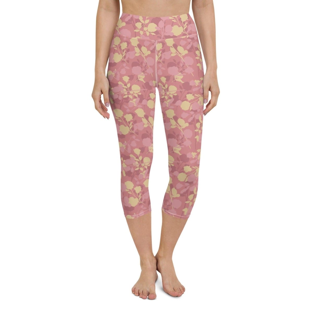 Rosy Floral Women's Capri Yoga Pants | DEEAREST LTD