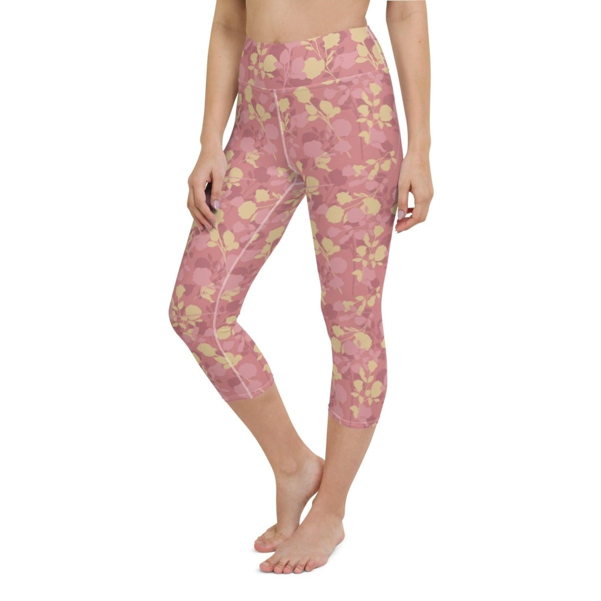 Rosy Floral Women's Capri Yoga Pants | DEEAREST LTD