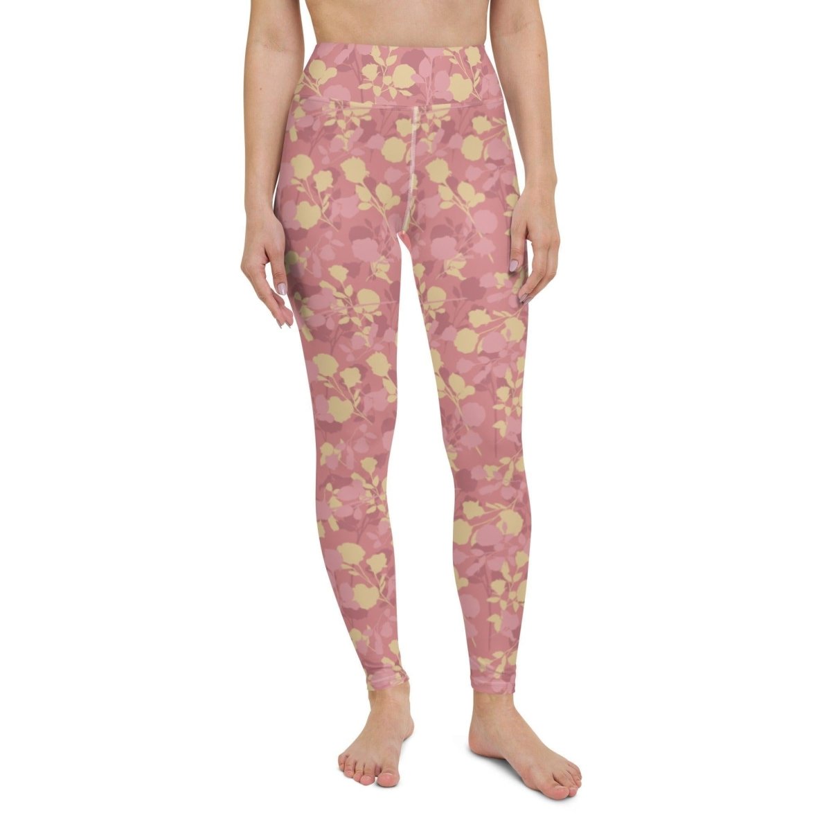 Rosy Floral Women's High-Waisted Yoga Pants | DEEAREST LTD