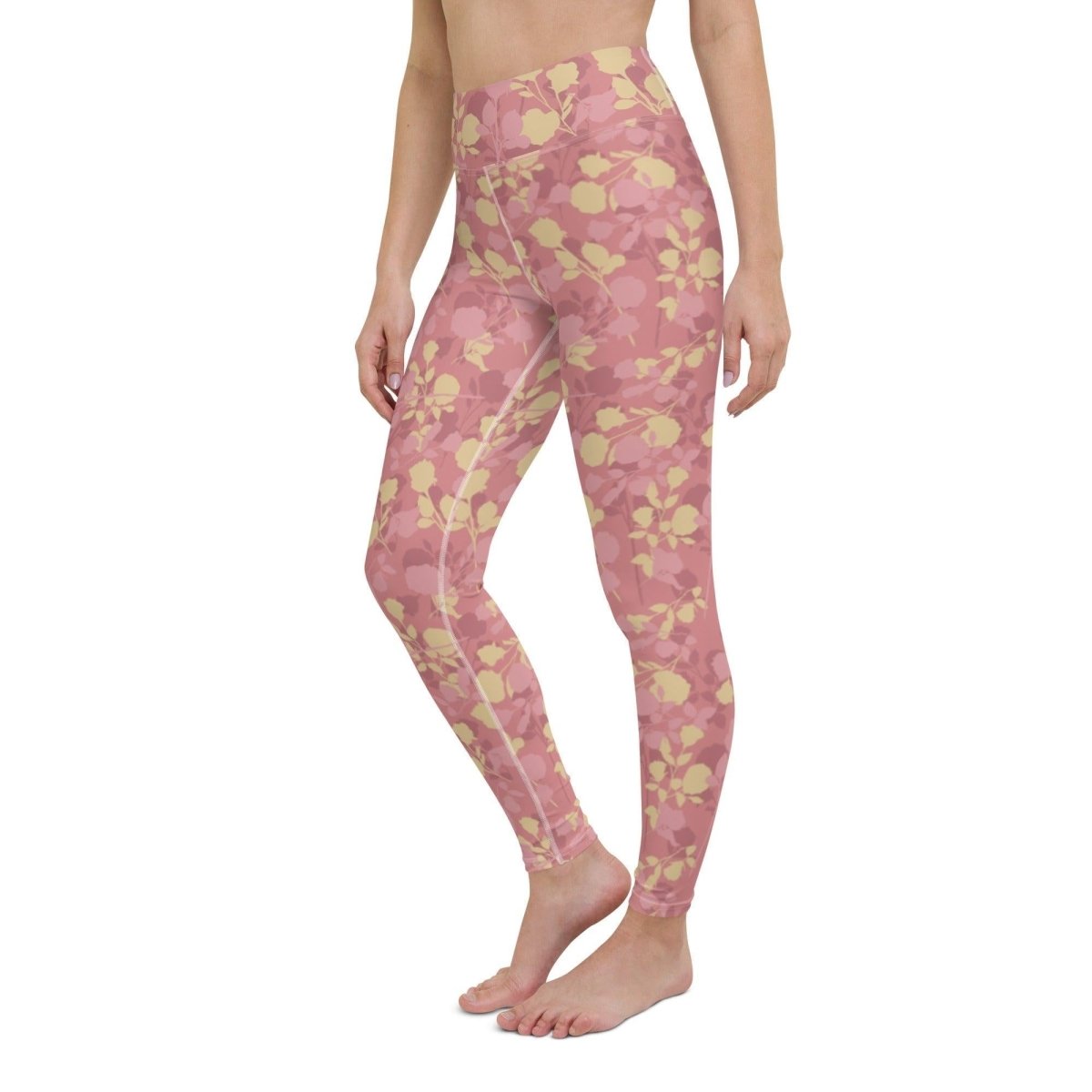 Rosy Floral Women's High-Waisted Yoga Pants | DEEAREST LTD