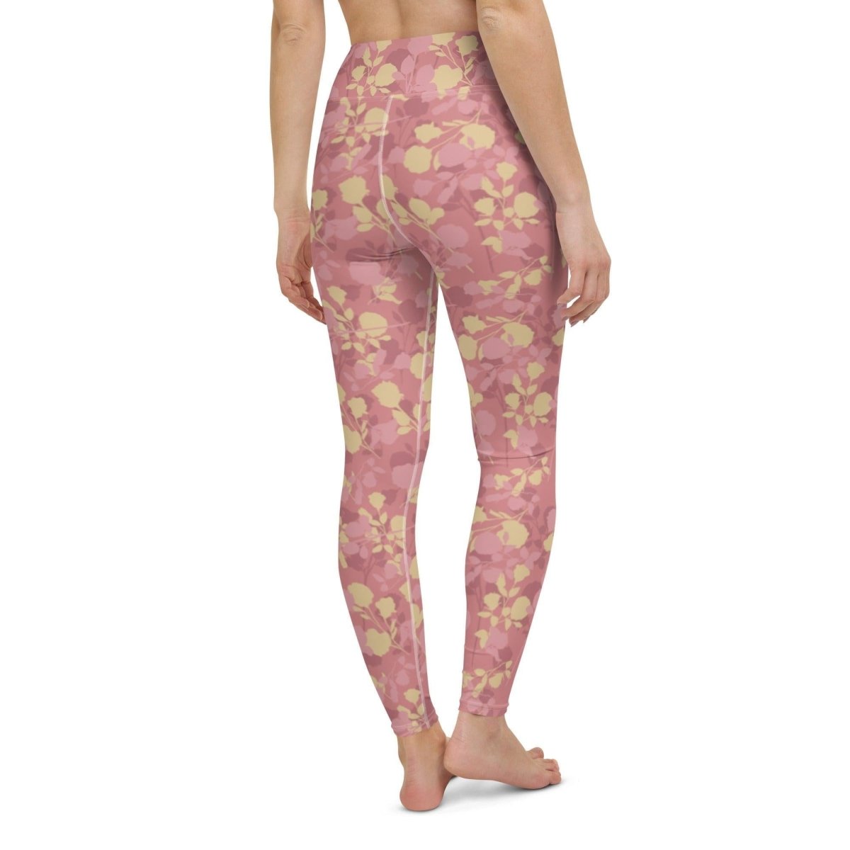 Rosy Floral Women's High-Waisted Yoga Pants | DEEAREST LTD