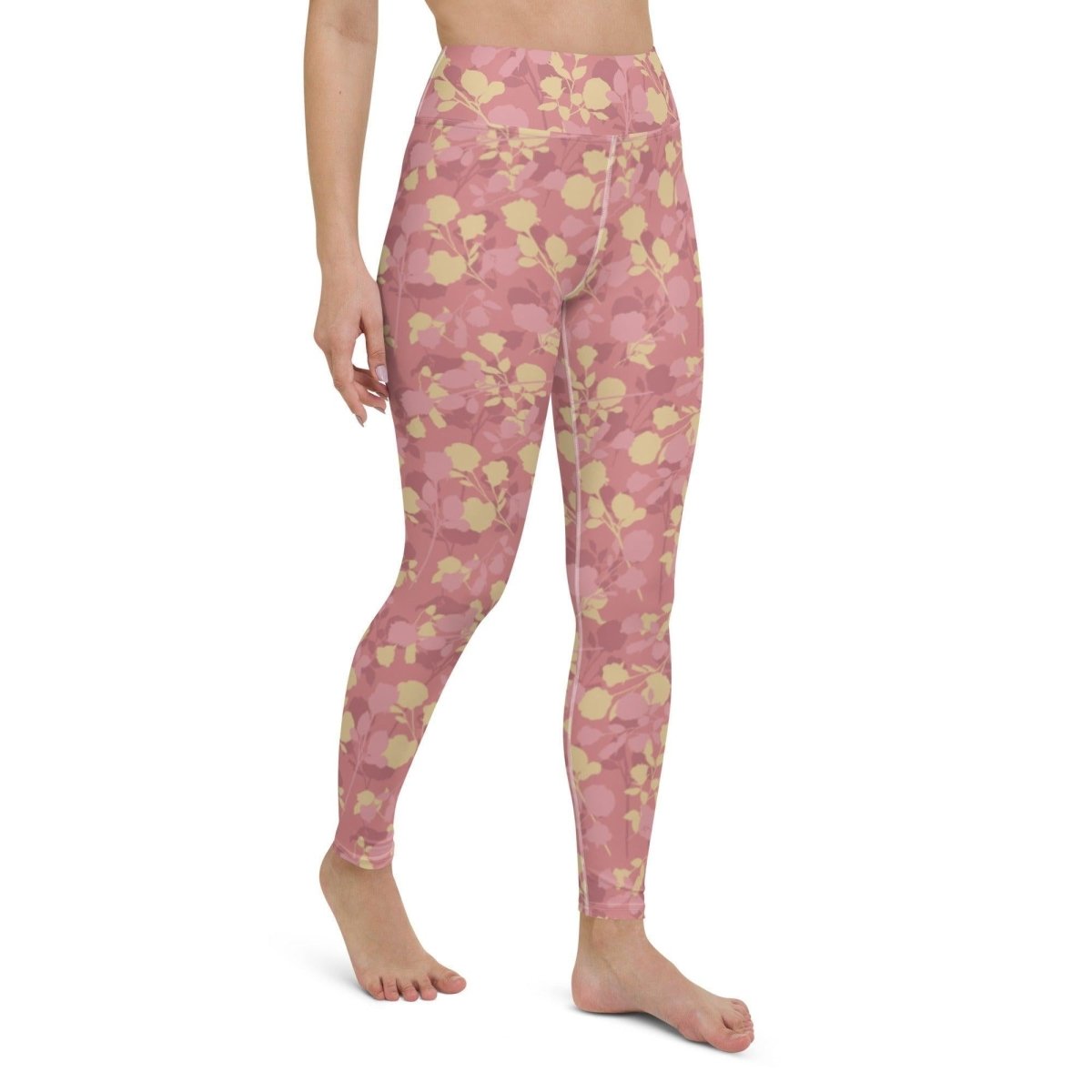 Rosy Floral Women's High-Waisted Yoga Pants | DEEAREST LTD