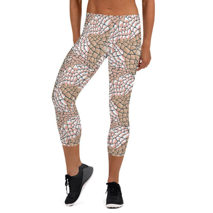 Tan Animal Print Women's Capri Leggings | DEEAREST LTD