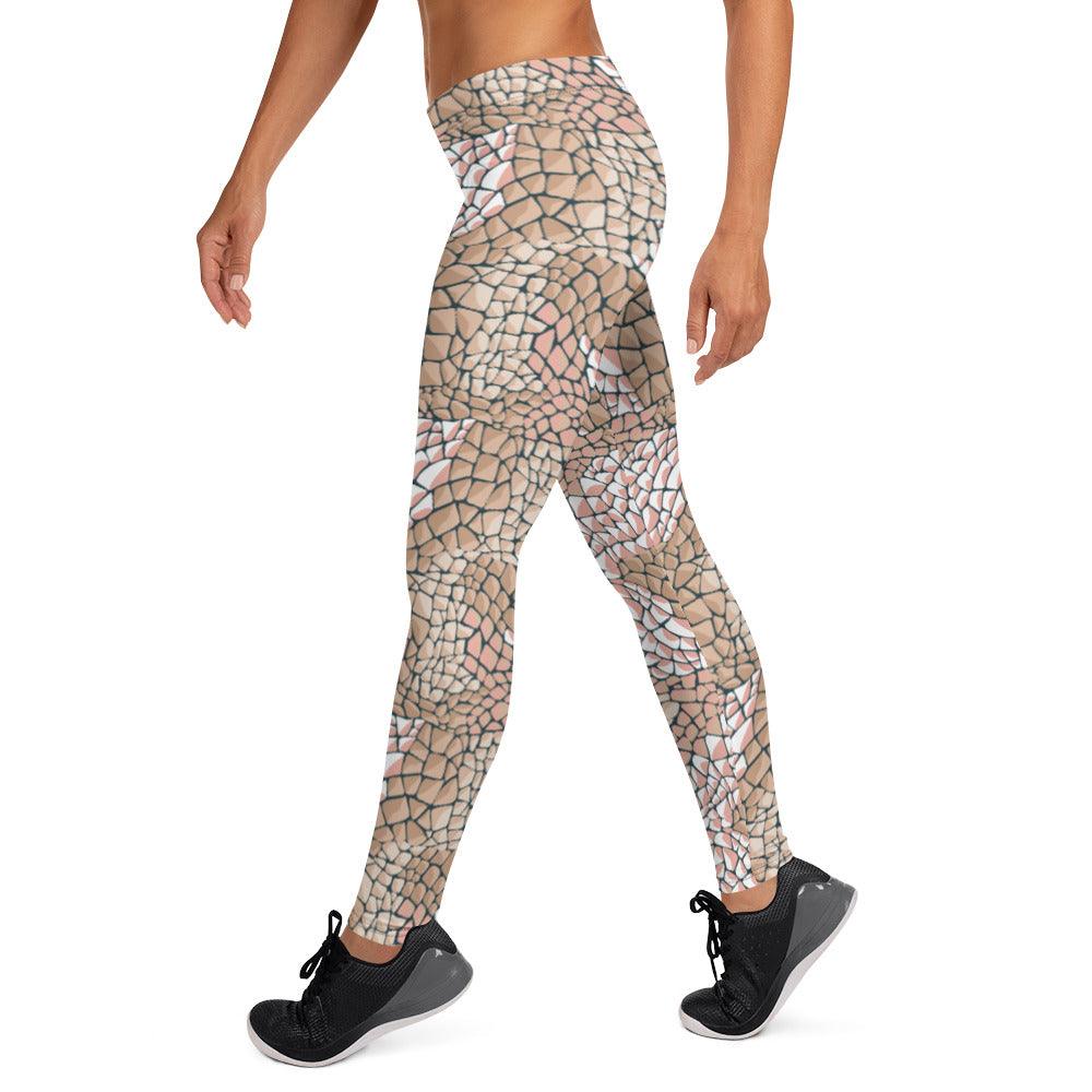 Tan Animal Print Women's Mid-Rise Leggings | DEEAREST LTD