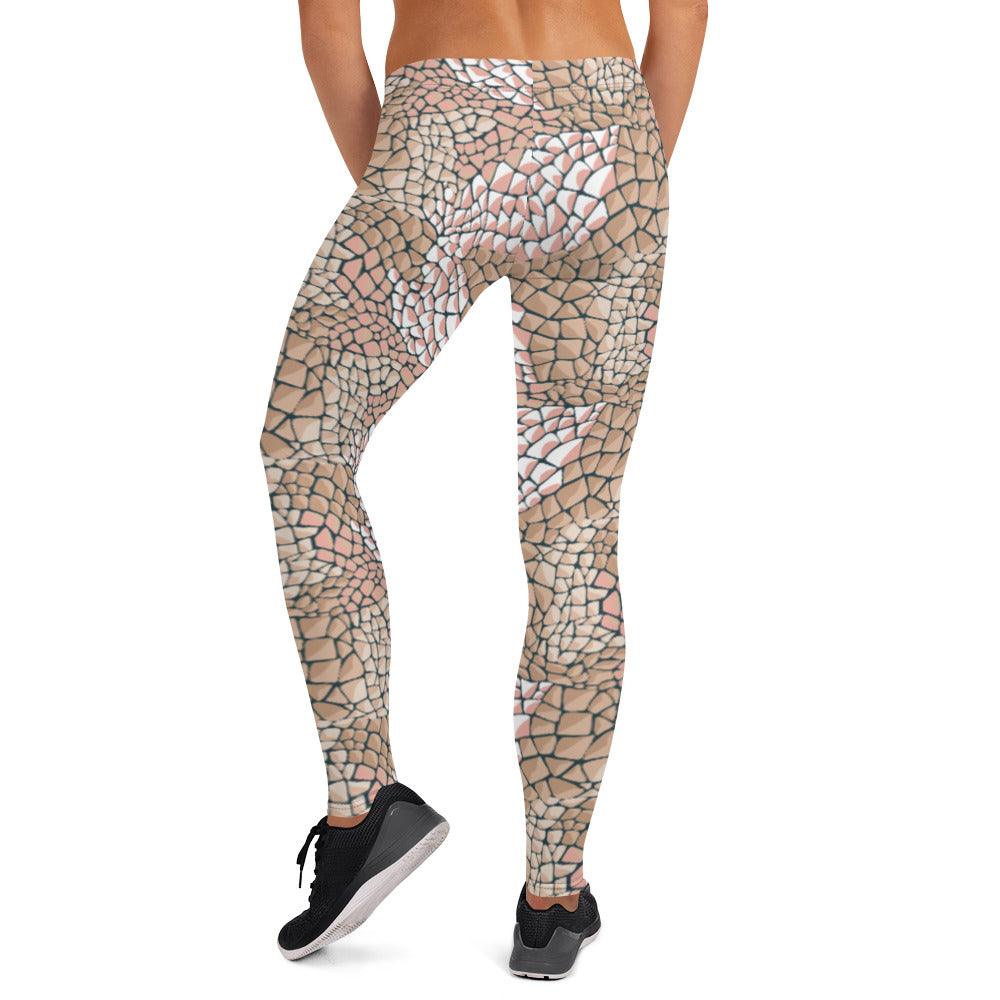 Tan Animal Print Women's Mid-Rise Leggings | DEEAREST LTD