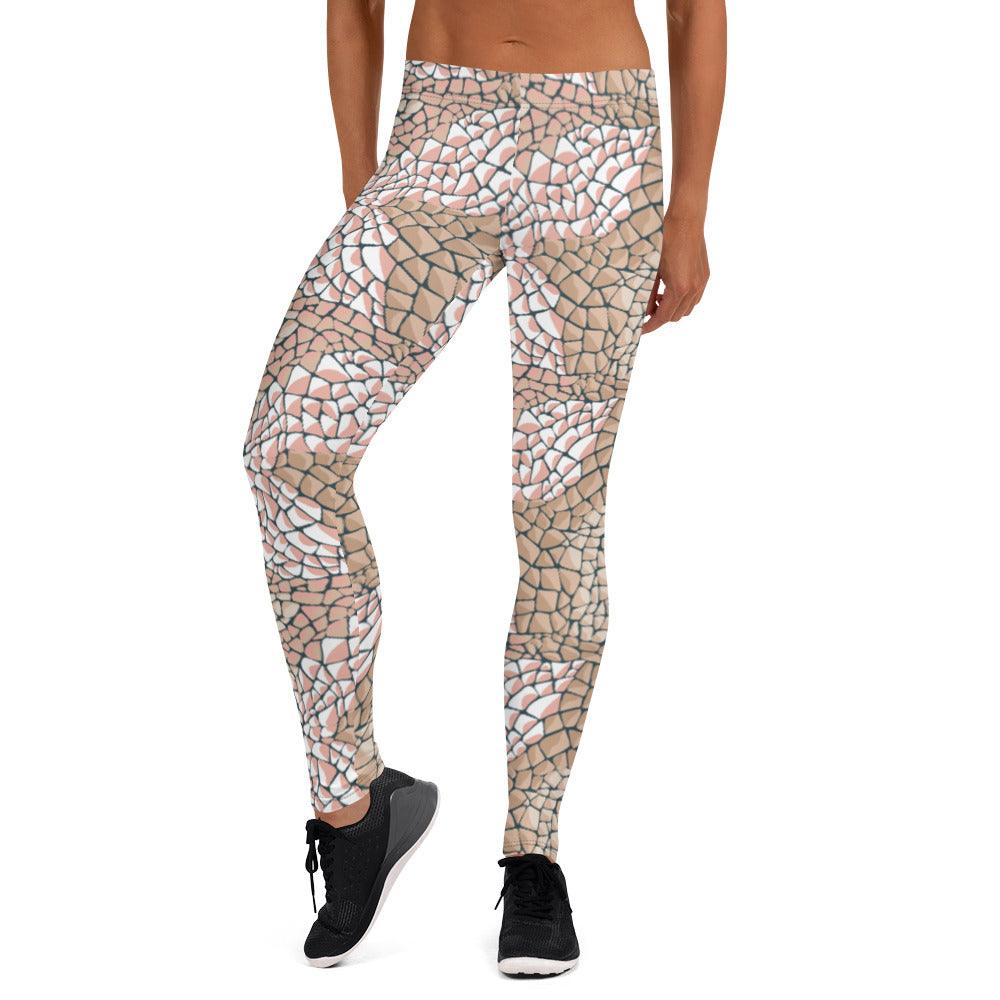 Tan Animal Print Women's Mid-Rise Leggings | DEEAREST LTD