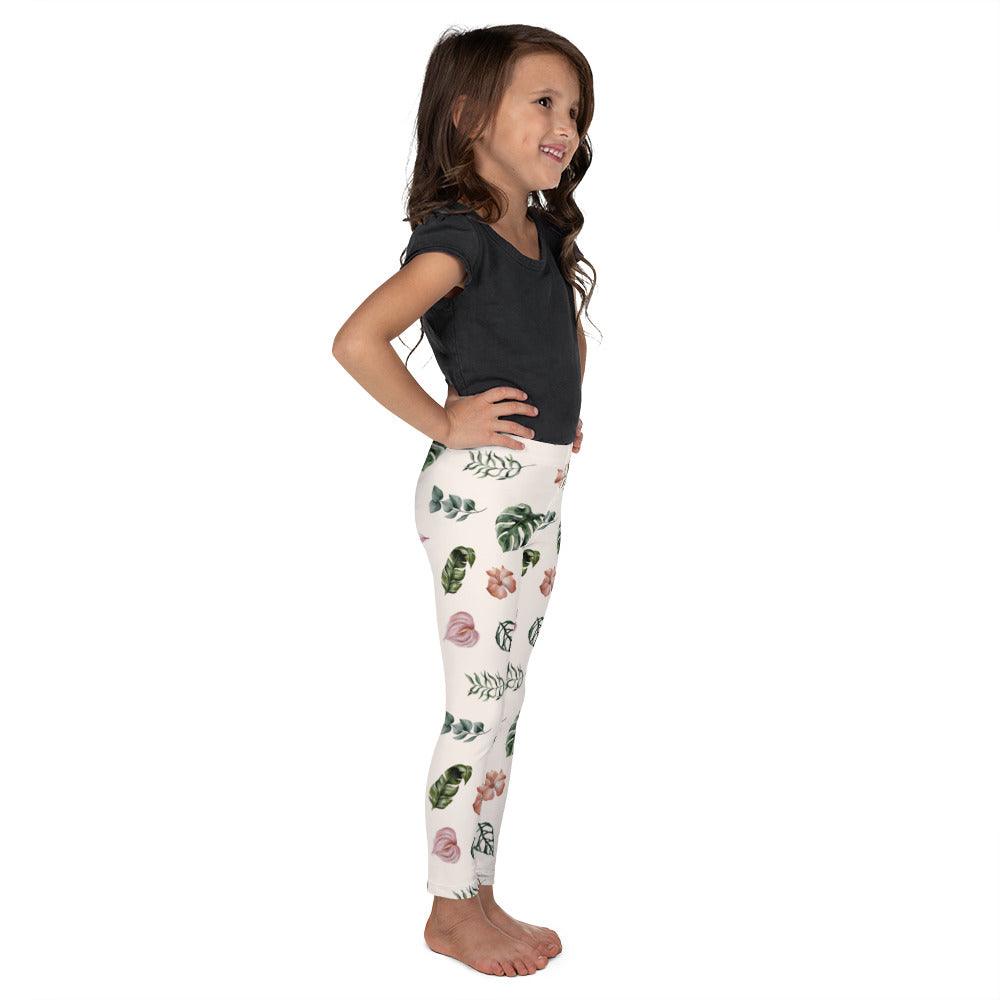 White Jungle Flora Kid's Leggings | DEEAREST LTD