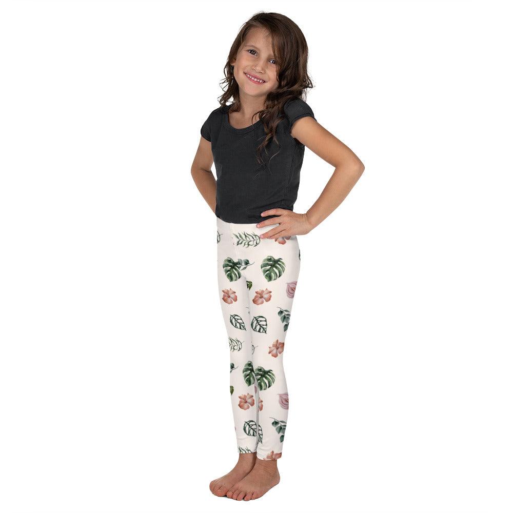 White Jungle Flora Kid's Leggings | DEEAREST LTD