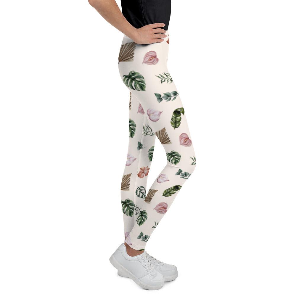 White Jungle Flora Youth Leggings | DEEAREST LTD