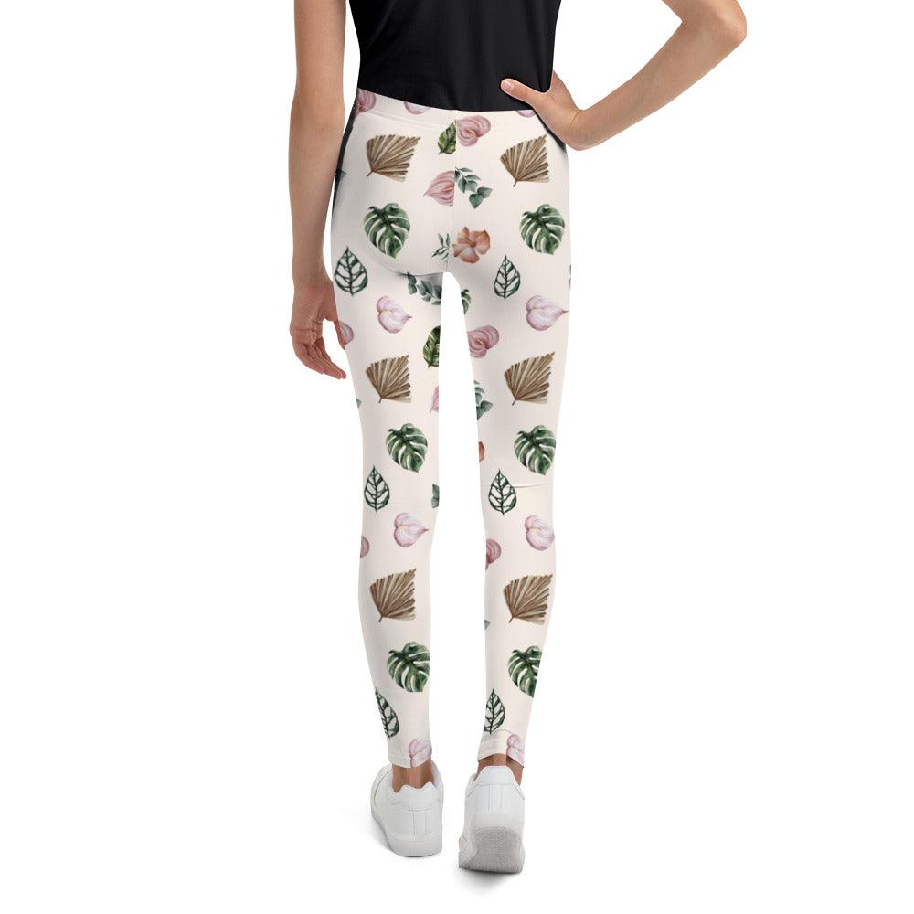 White Jungle Flora Youth Leggings | DEEAREST LTD