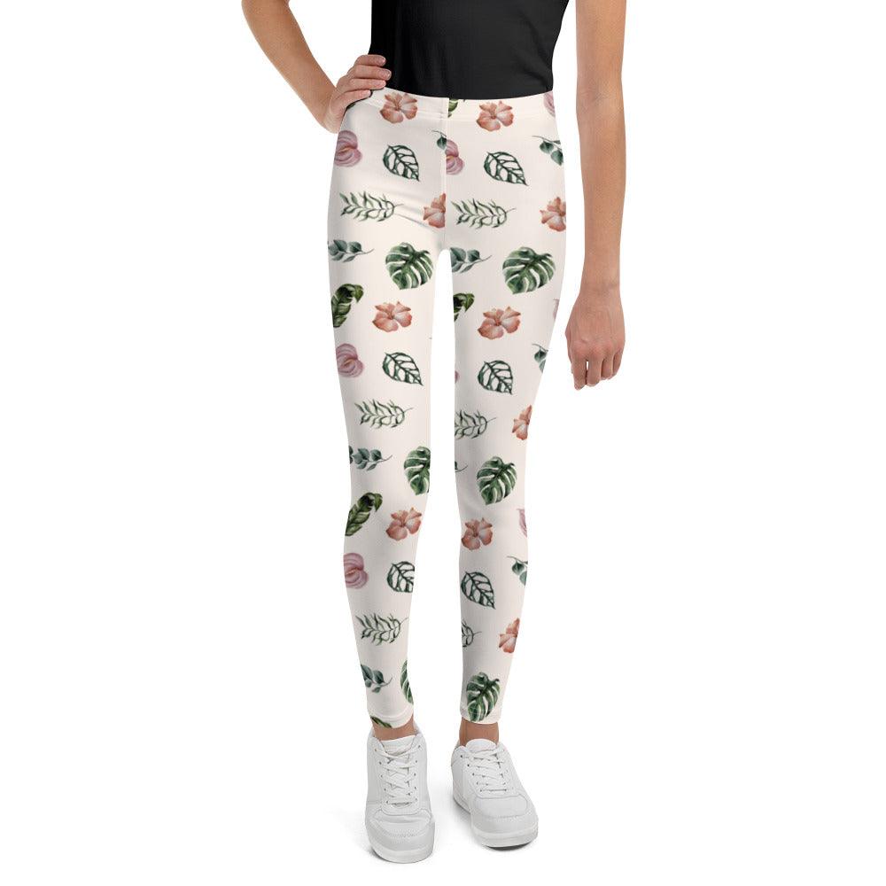 White Jungle Flora Youth Leggings | DEEAREST LTD