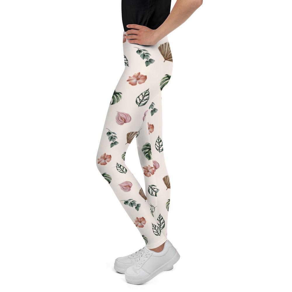 White Jungle Flora Youth Leggings | DEEAREST LTD